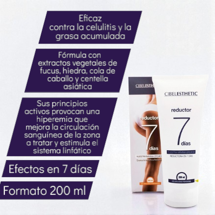Crema Anticelulítica Reductora 7 días - 200ml.