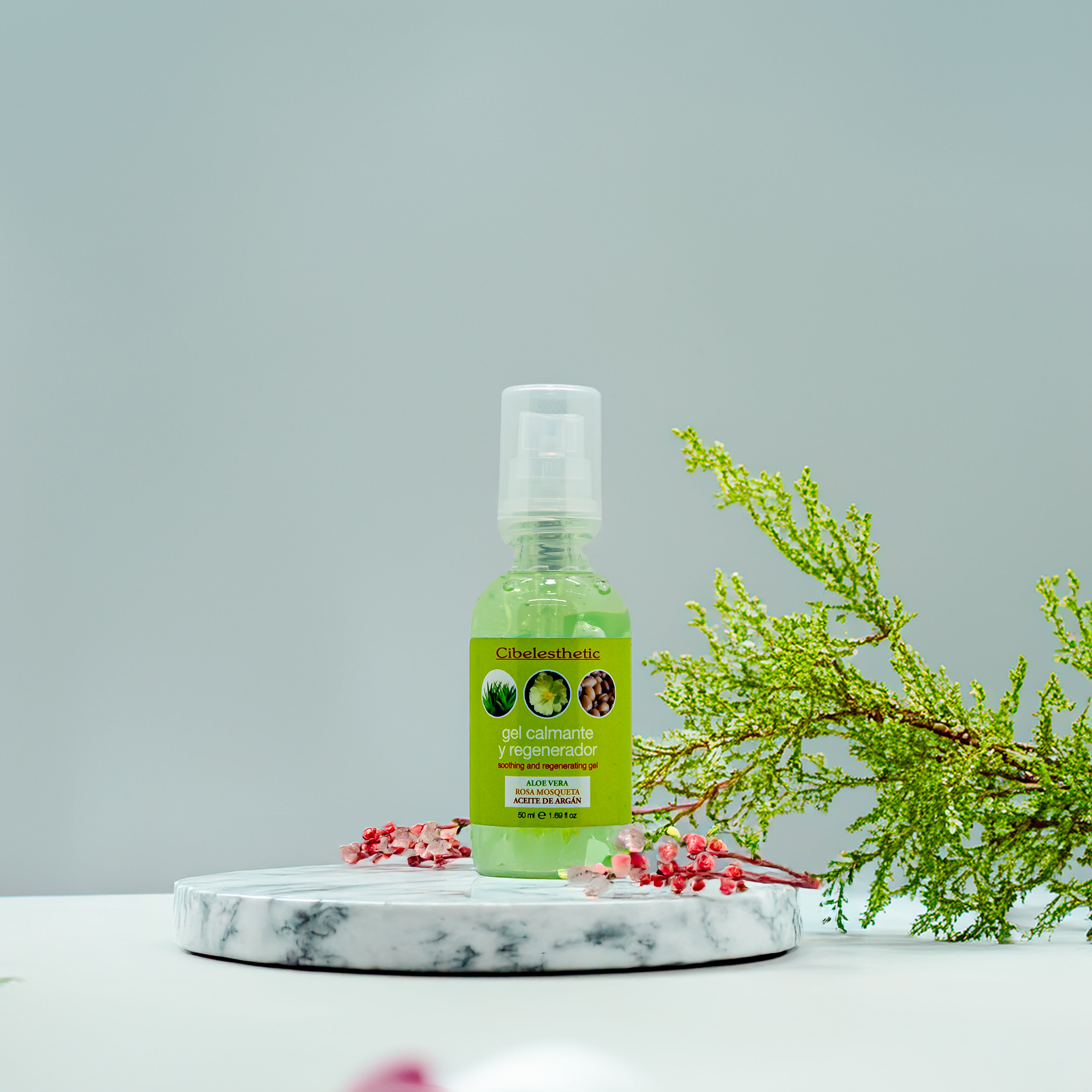Gel calmante regenerador Aloe Vera Rosa- Mosqueta-Aceite de Argán  - 50ml.
