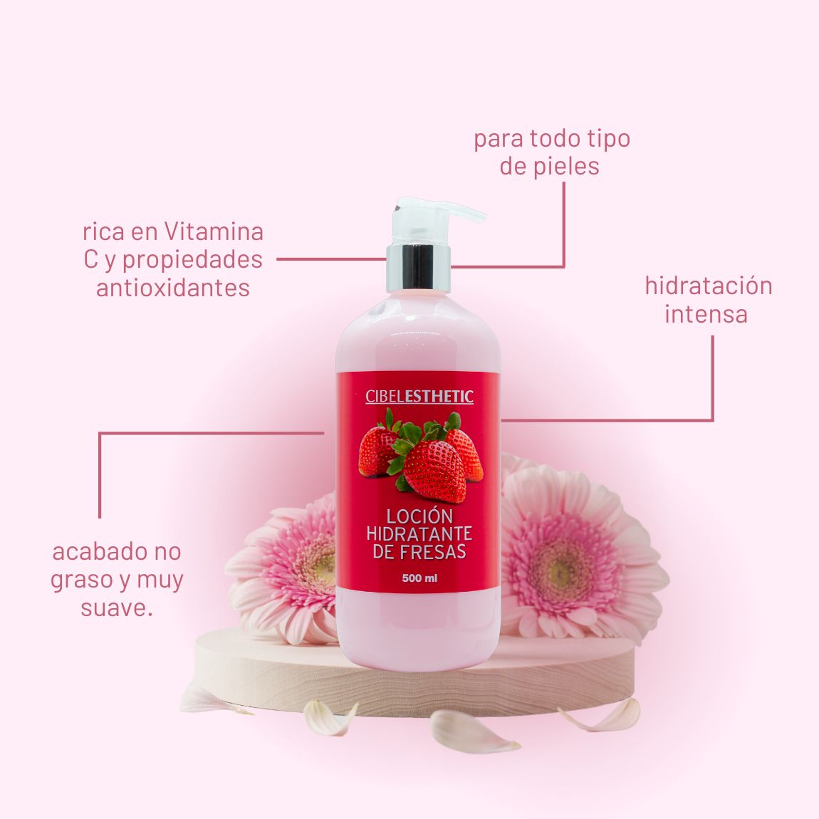 Loción Hidratante de Fresa - 500ml.